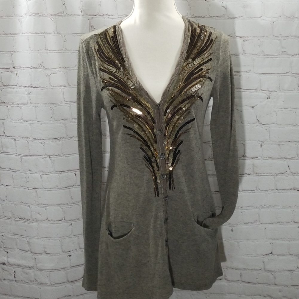 Miss Me Brown Sequined Long Cardigan Sweater